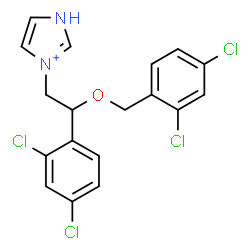 ChemSpider 2D Image | 1-{2-[(2,4-Dichlorobenzyl)oxy]-2-(2,4-dichlorophenyl)ethyl}-1H-imidazol-1-ium | C18H15Cl4N2O