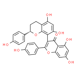 ChemSpider 2D Image | (2'S)-5,5',7,7'-Tetrahydroxy-2,2'-bis(4-hydroxyphenyl)-3',4'-dihydro-2'H,4H-3,8'-bichromen-4-one | C30H22O9
