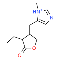 ChemSpider 2D Image | 5-[(4-Ethyl-5-oxotetrahydro-3-furanyl)methyl]-1-methyl-1H-imidazol-1-ium | C11H17N2O2