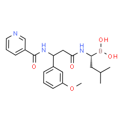ChemSpider 2D Image | [(1R)-1-({3-(3-Methoxyphenyl)-3-[(3-pyridinylcarbonyl)amino]propanoyl}amino)-3-methylbutyl]boronic acid | C21H28BN3O5