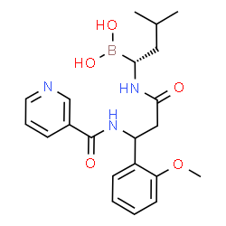 ChemSpider 2D Image | [(1R)-1-({3-(2-Methoxyphenyl)-3-[(3-pyridinylcarbonyl)amino]propanoyl}amino)-3-methylbutyl]boronic acid | C21H28BN3O5