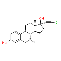 ChemSpider 2D Image | (7alpha,8xi,17alpha)-21-Chloro-7-methyl-19-norpregna-1(10),2,4-trien-20-yne-3,17-diol | C21H25ClO2