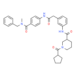 ChemSpider 2D Image | N-{3-[2-({4-[Benzyl(methyl)carbamoyl]phenyl}amino)-2-oxoethyl]phenyl}-1-(cyclopentylcarbonyl)-3-piperidinecarboxamide | C35H40N4O4