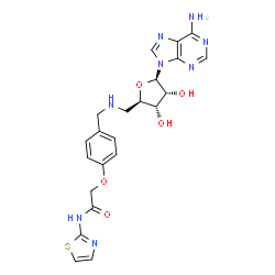 ChemSpider 2D Image | 5'-Deoxy-5'-({4-[2-oxo-2-(1,3-thiazol-2-ylamino)ethoxy]benzyl}amino)adenosine | C22H24N8O5S