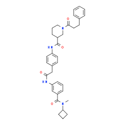 ChemSpider 2D Image | N-{4-[2-({3-[Cyclobutyl(methyl)carbamoyl]phenyl}amino)-2-oxoethyl]phenyl}-1-(3-phenylpropanoyl)-3-piperidinecarboxamide | C35H40N4O4