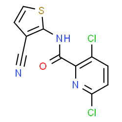 ChemSpider 2D Image | 3,6-Dichloro-N-(3-cyano-2-thienyl)-2-pyridinecarboxamide | C11H5Cl2N3OS