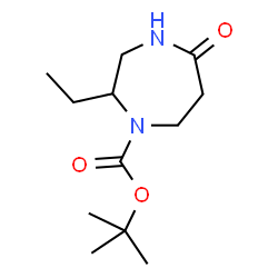 ChemSpider 2D Image | tert-butyl 2-ethyl-5-oxo-1,4-diazepane-1-carboxylate | C12H22N2O3