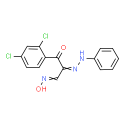 ChemSpider 2D Image | 1-(2,4-Dichlorophenyl)-3-(hydroxyimino)-2-(phenylhydrazono)-1-propanone | C15H11Cl2N3O2