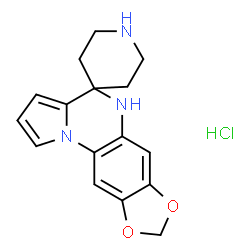 ChemSpider 2D Image | 5H-Spiro[1,3-dioxolo[4,5-g]pyrrolo[1,2-a]quinoxaline-4,4'-piperidine] hydrochloride (1:1) | C16H18ClN3O2