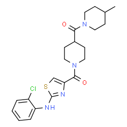 ChemSpider 2D Image | {2-[(2-Chlorophenyl)amino]-1,3-thiazol-4-yl}{4-[(4-methyl-1-piperidinyl)carbonyl]-1-piperidinyl}methanone | C22H27ClN4O2S