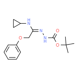 ChemSpider 2D Image | 2-Methyl-2-propanyl (2E)-2-[1-(cyclopropylamino)-2-phenoxyethylidene]hydrazinecarboxylate | C16H23N3O3