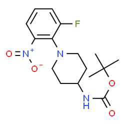 ChemSpider 2D Image | tert-Butyl (1-(2-fluoro-6-nitrophenyl)piperidin-4-yl)carbamate | C16H22FN3O4
