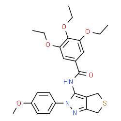 ChemSpider 2D Image | 3,4,5-Triethoxy-N-[2-(4-methoxyphenyl)-2,6-dihydro-4H-thieno[3,4-c]pyrazol-3-yl]benzamide | C25H29N3O5S