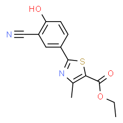 ChemSpider 2D Image | Ethyl 2-(3-cyano-4-hydroxyphenyl)-4-methyl-5-thiazolecarboxylate | C14H12N2O3S