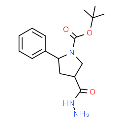 ChemSpider 2D Image | tert-Butyl 4-(hydrazinecarbonyl)-2-phenylpyrrolidine-1-carboxylate | C16H23N3O3