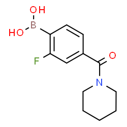 ChemSpider 2D Image | (2-Fluoro-4-(piperidine-1-carbonyl)phenyl)boronic acid | C12H15BFNO3