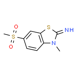ChemSpider 2D Image | 3-Methyl-6-(methylsulfonyl)-1,3-benzothiazol-2(3H)-imine | C9H10N2O2S2