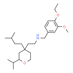 ChemSpider 2D Image | N-(4-Ethoxy-3-methoxybenzyl)-2-[2-isopropyl-4-(3-methylbutyl)tetrahydro-2H-pyran-4-yl]ethanamine | C25H43NO3