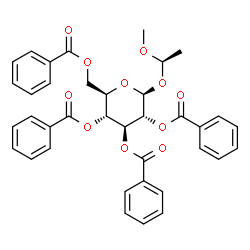 ChemSpider 2D Image | (1R)-1-Methoxyethyl 2,3,4,6-tetra-O-benzoyl-beta-D-glucopyranoside | C37H34O11