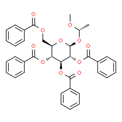 ChemSpider 2D Image | (1S)-1-Methoxyethyl 2,3,4,6-tetra-O-benzoyl-beta-D-glucopyranoside | C37H34O11