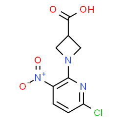 ChemSpider 2D Image | 1-(6-Chloro-3-nitro-2-pyridinyl)-3-azetidinecarboxylic acid | C9H8ClN3O4