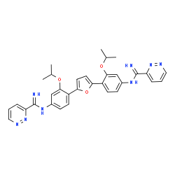 ChemSpider 2D Image | N,N'-[2,5-Furandiylbis(3-isopropoxy-4,1-phenylene)]di(3-pyridazinecarboximidamide) | C32H32N8O3