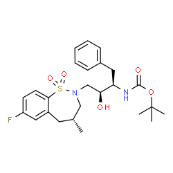 ChemSpider 2D Image | 2-Methyl-2-propanyl {(2R,3S)-4-[(4R)-7-fluoro-4-methyl-1,1-dioxido-4,5-dihydro-1,2-benzothiazepin-2(3H)-yl]-3-hydroxy-1-phenyl-2-butanyl}carbamate | C25H33FN2O5S