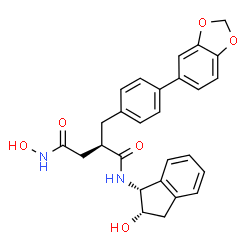 ChemSpider 2D Image | (2R)-2-[4-(1,3-Benzodioxol-5-yl)benzyl]-N~4~-hydroxy-N~1~-[(1R,2S)-2-hydroxy-2,3-dihydro-1H-inden-1-yl]succinamide | C27H26N2O6