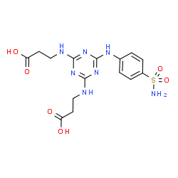 ChemSpider 2D Image | 3,3'-({6-[(4-Sulfamoylphenyl)amino]-1,3,5-triazine-2,4-diyl}diimino)dipropanoic acid | C15H19N7O6S