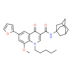 ChemSpider 2D Image | N-(Adamantan-1-yl)-6-(2-furyl)-8-methoxy-4-oxo-1-pentyl-1,4-dihydro-3-quinolinecarboxamide | C30H36N2O4