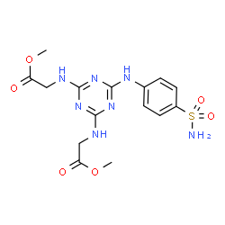 ChemSpider 2D Image | Dimethyl 2,2'-({6-[(4-sulfamoylphenyl)amino]-1,3,5-triazine-2,4-diyl}diimino)diacetate | C15H19N7O6S