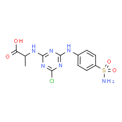 ChemSpider 2D Image | N-{4-Chloro-6-[(4-sulfamoylphenyl)amino]-1,3,5-triazin-2-yl}alanine | C12H13ClN6O4S
