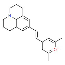 ChemSpider 2D Image | 2,6-Dimethyl-4-[(E)-2-(2,3,6,7-tetrahydro-1H,5H-pyrido[3,2,1-ij]quinolin-9-yl)vinyl]pyrylium | C21H24NO