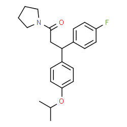 ChemSpider 2D Image | 3-(4-Fluorophenyl)-3-(4-isopropoxyphenyl)-1-(1-pyrrolidinyl)-1-propanone | C22H26FNO2
