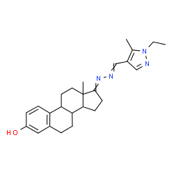 ChemSpider 2D Image | 17-{[(1-Ethyl-5-methyl-1H-pyrazol-4-yl)methylene]hydrazono}estra-1,3,5(10)-trien-3-ol | C25H32N4O
