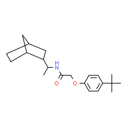 ChemSpider 2D Image | N-[1-(Bicyclo[2.2.1]hept-2-yl)ethyl]-2-[4-(2-methyl-2-propanyl)phenoxy]acetamide | C21H31NO2