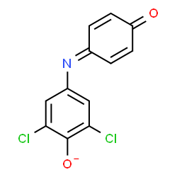 ChemSpider 2D Image | 2,6-Dichloro-4-[(4-oxo-2,5-cyclohexadien-1-ylidene)amino]phenolate | C12H6Cl2NO2