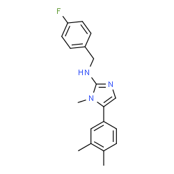 ChemSpider 2D Image | 5-(3,4-Dimethylphenyl)-N-(4-fluorobenzyl)-1-methyl-1H-imidazol-2-amine | C19H20FN3