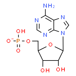 ChemSpider 2D Image | [5-(6-aminopurin-9-yl)-3,4-dihydroxy-tetrahydrofuran-2-yl]methyl hydrogen phosphate | C10H13N5O7P