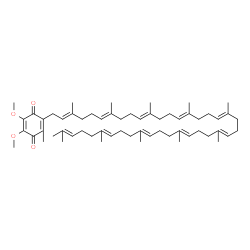 ChemSpider 2D Image | 2-[(2E,6E,10E,14E,18E)-3,7,11,15,19,23,27,31,35,39-Decamethyl-2,6,10,14,18,22,26,30,34,38-tetracontadecaen-1-yl]-5,6-dimethoxy-3-methyl-1,4-benzoquinone | C59H90O4