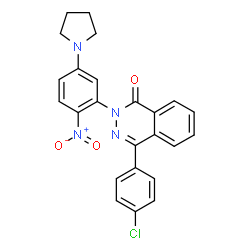 ChemSpider 2D Image | 4-(4-Chlorophenyl)-2-[2-nitro-5-(1-pyrrolidinyl)phenyl]-1(2H)-phthalazinone | C24H19ClN4O3