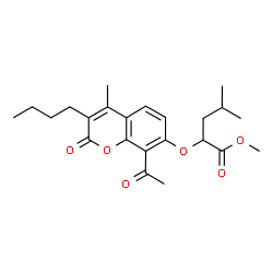 ChemSpider 2D Image | Methyl 2-[(8-acetyl-3-butyl-4-methyl-2-oxo-2H-chromen-7-yl)oxy]-4-methylpentanoate | C23H30O6