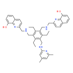 ChemSpider 2D Image | 2-[[[3-[[(4,6-dimethyl-2-pyridyl)amino]methyl]-2,4,6-triethyl-5-[[(8-hydroxy-2-quinolyl)methylamino]methyl]phenyl]methylamino]methyl]quinolin-8-ol | C42H48N6O2