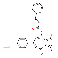ChemSpider 2D Image | 6-(4-Ethoxyphenyl)-1,3-dimethyl-4-oxo-4H-cyclohepta[c]furan-8-yl 3-phenylacrylate | C28H24O5