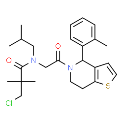 ChemSpider 2D Image | 3-Chloro-N-isobutyl-2,2-dimethyl-N-{2-[4-(2-methylphenyl)-6,7-dihydrothieno[3,2-c]pyridin-5(4H)-yl]-2-oxoethyl}propanamide | C25H33ClN2O2S