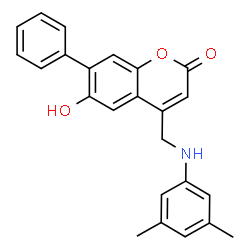 ChemSpider 2D Image | 4-[(3,5-Dimethyl-phenylamino)-methyl]-6-hydroxy-7-phenyl-chromen-2-one | C24H21NO3