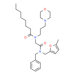 ChemSpider 2D Image | N-(2-{Benzyl[(5-methyl-2-furyl)methyl]amino}-2-oxoethyl)-N-[3-(4-morpholinyl)propyl]octanamide | C30H45N3O4