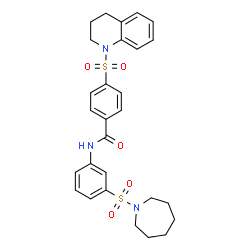 ChemSpider 2D Image | N-[3-(1-Azepanylsulfonyl)phenyl]-4-(3,4-dihydro-1(2H)-quinolinylsulfonyl)benzamide | C28H31N3O5S2