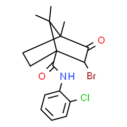 ChemSpider 2D Image | 2-Bromo-N-(2-chlorophenyl)-4,7,7-trimethyl-3-oxobicyclo[2.2.1]heptane-1-carboxamide | C17H19BrClNO2