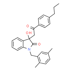 ChemSpider 2D Image | 1-(2,5-Dimethylbenzyl)-3-hydroxy-3-[2-oxo-2-(4-propylphenyl)ethyl]-1,3-dihydro-2H-indol-2-one | C28H29NO3